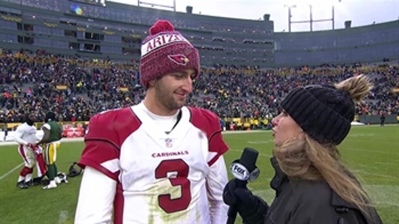 'You gotta learn how to win': Josh Rosen talks to Laura Okmin after the Cardinals' massive upset win over the Packers