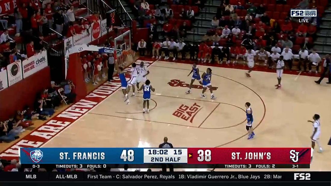 St. John's Julian Champagnie throws down a monstrous jam against St. Francis — 'That's the Big East player of the year.'