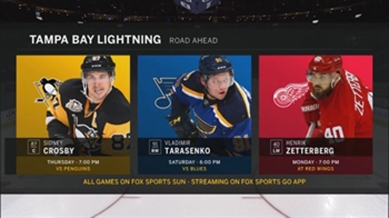 Lightning host defending Stanley Cup champion Penguins on Thursday night