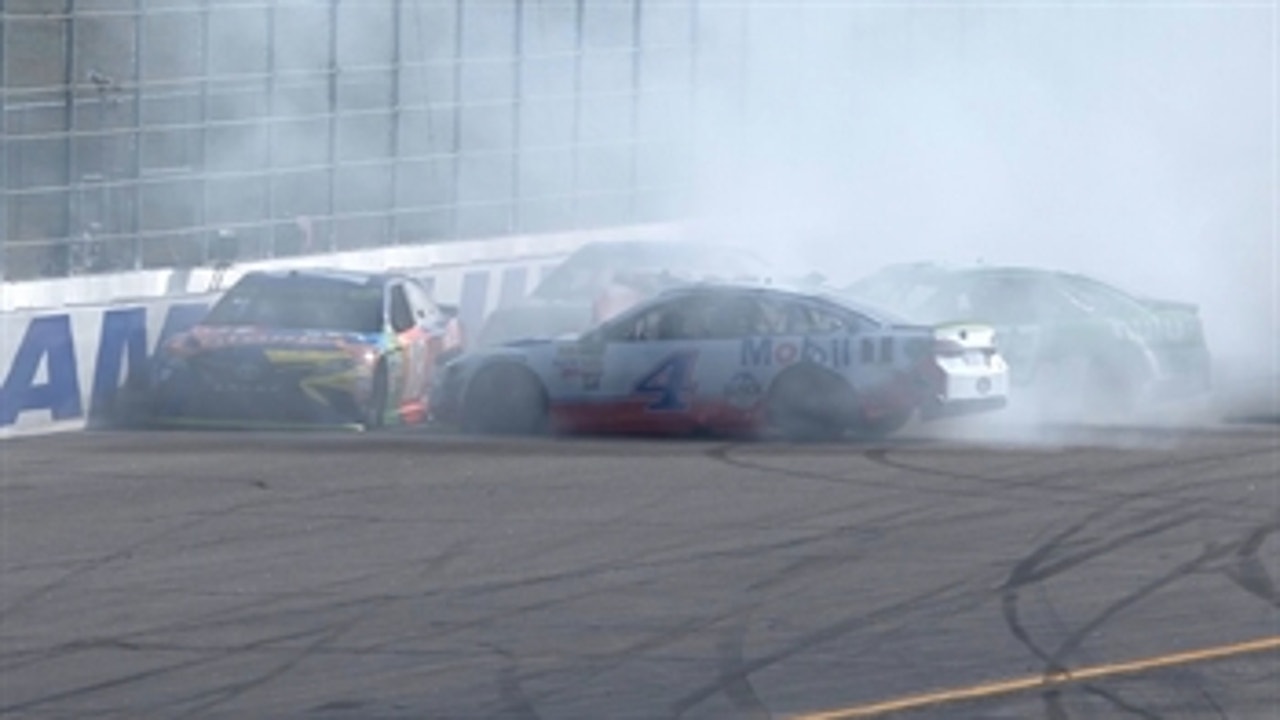 Smoke from Kevin Harvick's spin causes multi-car melee ' 2017 LOUDON
