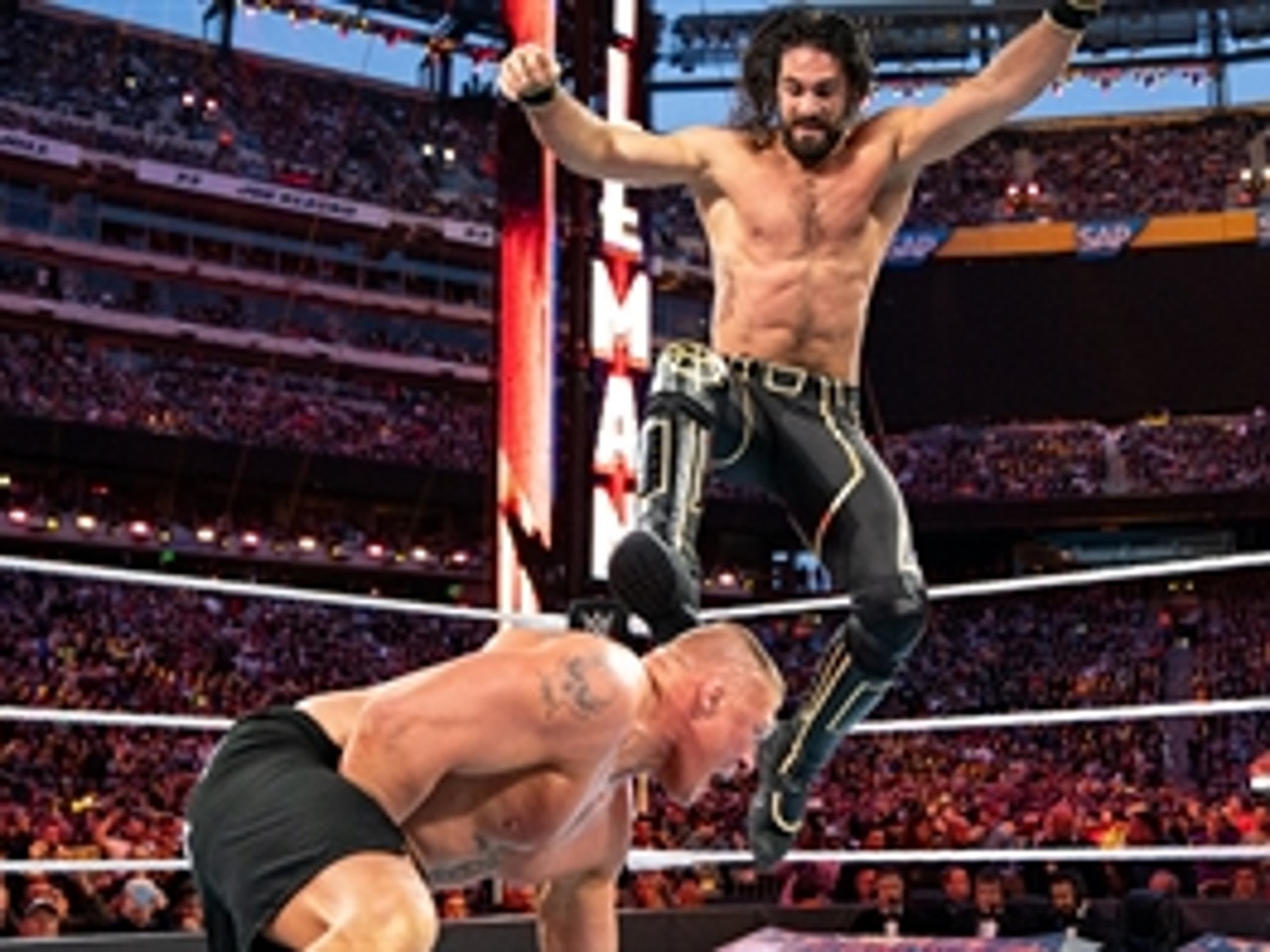 Brock Lesnar vs. Seth Rollins Universal Title Match WrestleMania 35 Full Match FOX Sports