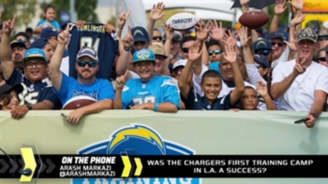 After the first day of training camp, what city are the Chargers fighting for?