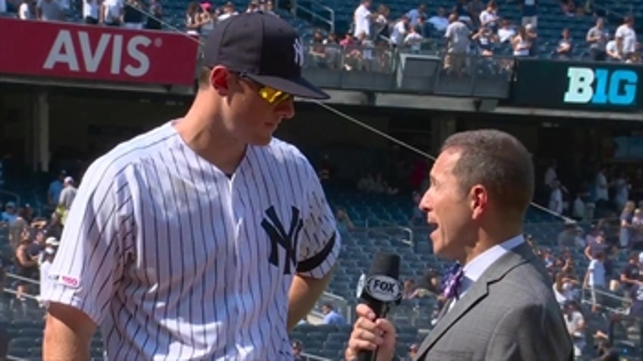DJ LeMahieu speaks with Ken Rosenthal after hitting a pair of home runs against the Red Sox