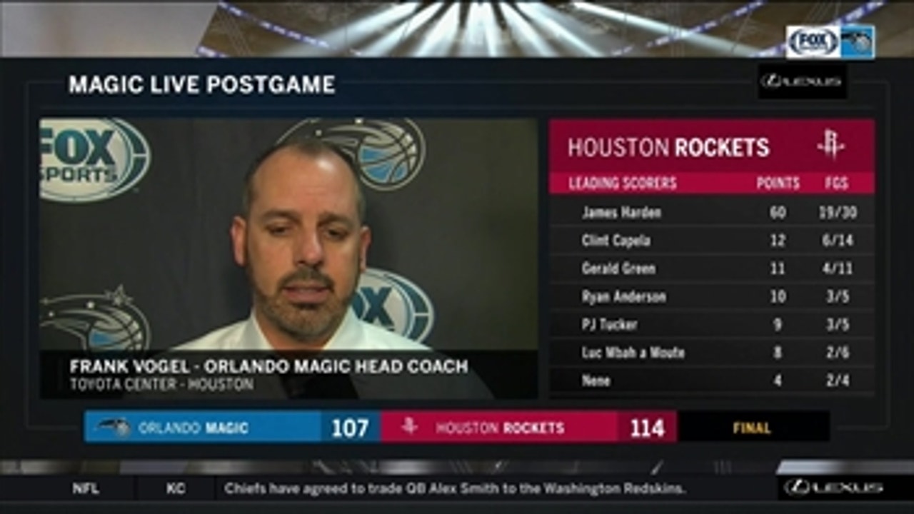 Frank Vogel credits James Harden and breaks down loss Tuesday night
