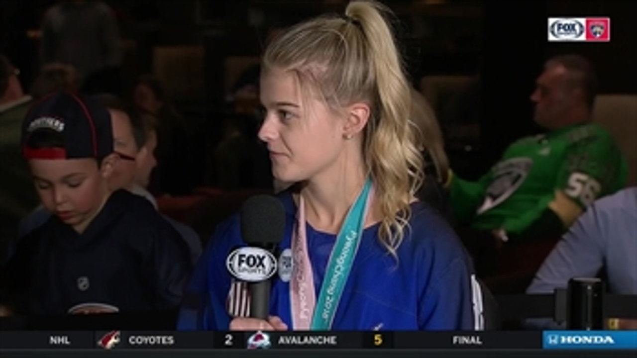 Gold medalist Emily Pfalzer joins Panthers intermission report