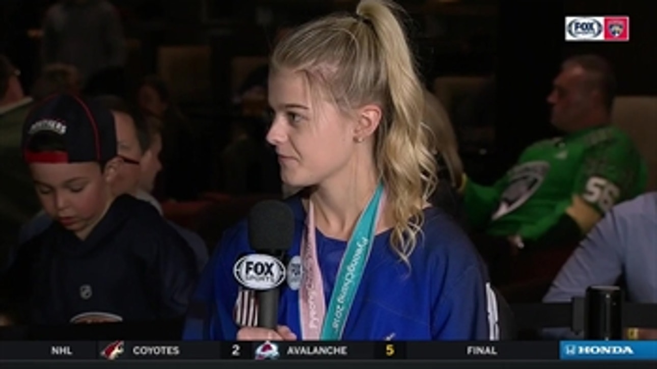 Gold medalist Emily Pfalzer joins Panthers intermission report