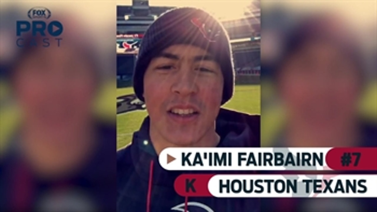 Texans kicker Ka'imi Fairbairn  takes you on the field before his game against the Eagles