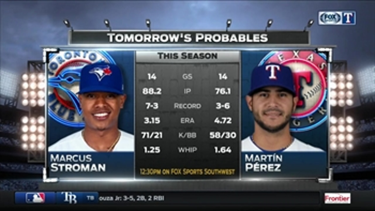 Thursday day-game probables ' Rangers Live