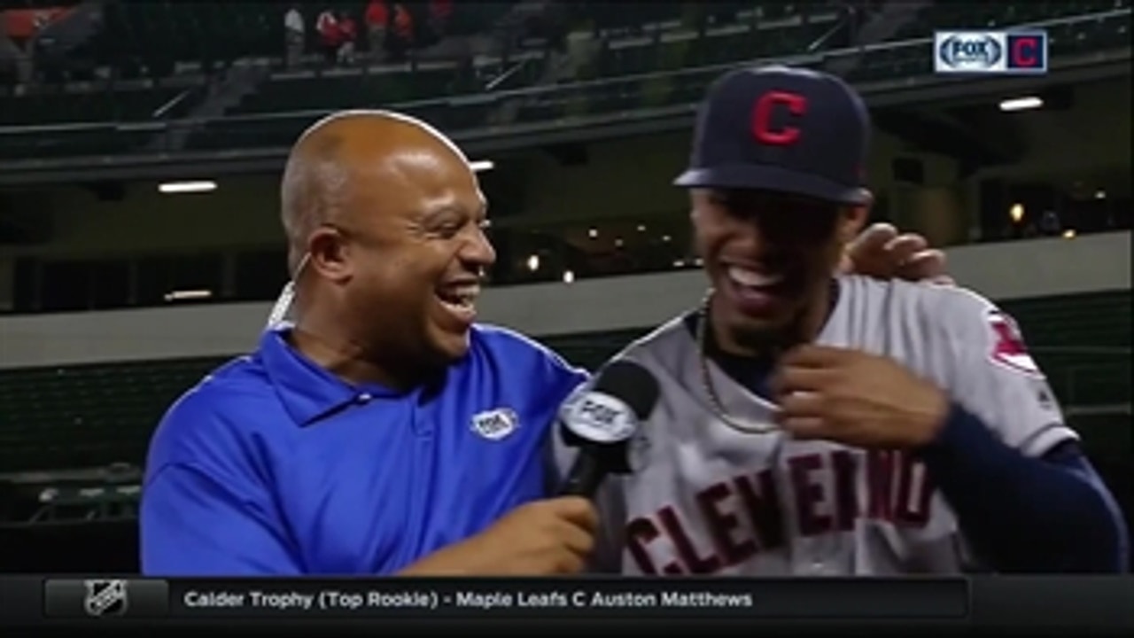 Francisco Lindor ends postgame interview with a cliffhanger and a hug