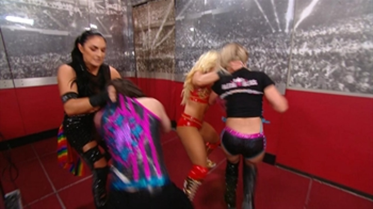 Alexa Bliss and Nikki Cross get jumped backstage by Mandy Rose and Sonya Deville