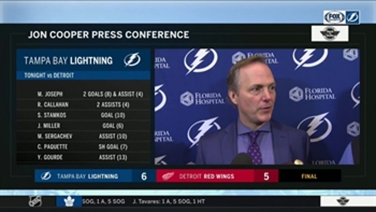 Jon Cooper has high praise for Pasquale, Joseph after win