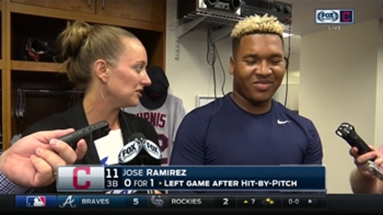 Jose Ramirez in good spirits after injury scare: 'I'm standing right here'