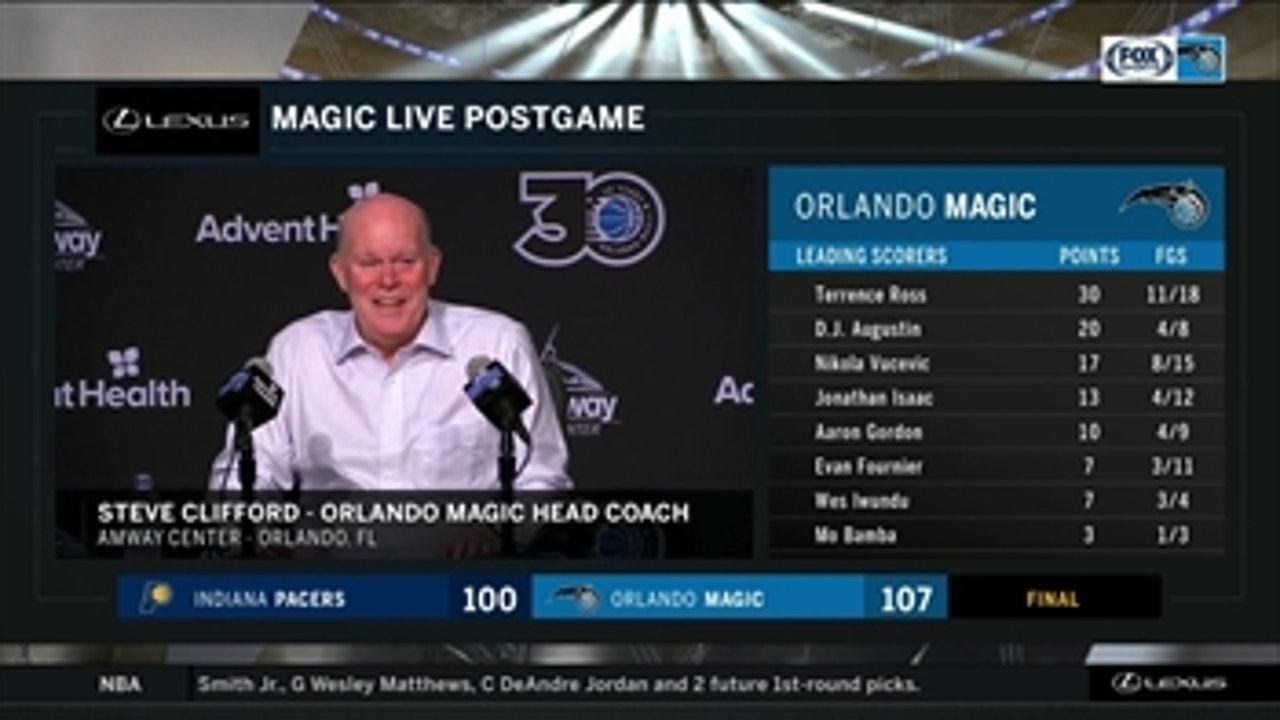 Steve Clifford discusses Terrence Ross' big night, Magic's support for NBA All-Star Nikola Vucevic after win over Pacers