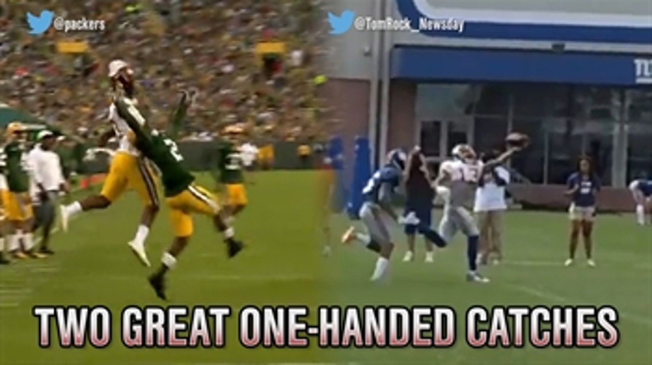 Odell Beckham Jr. and Davante Adams show off their best one-handed catches at practice
