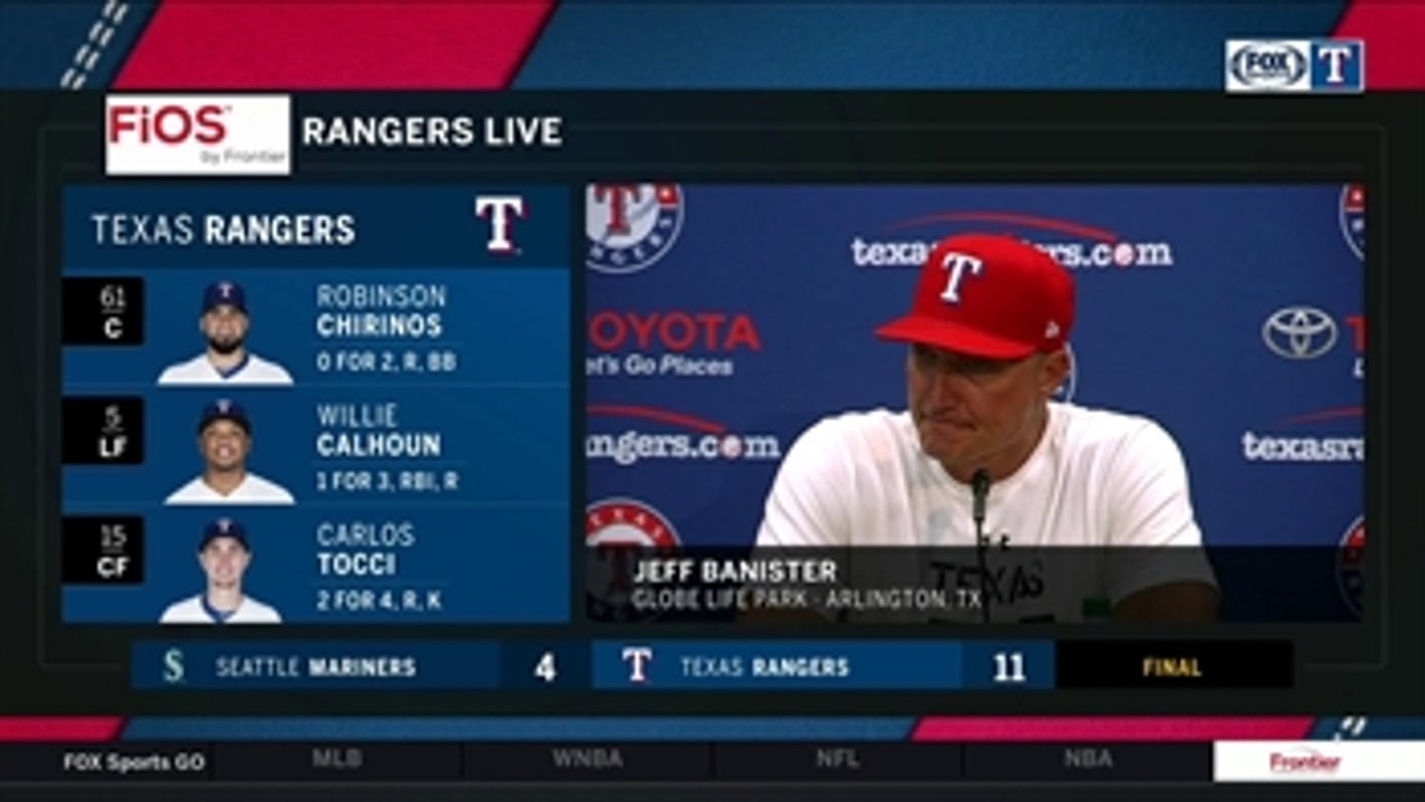 Banister on not having a reliever ready in the 6th, Rangers win