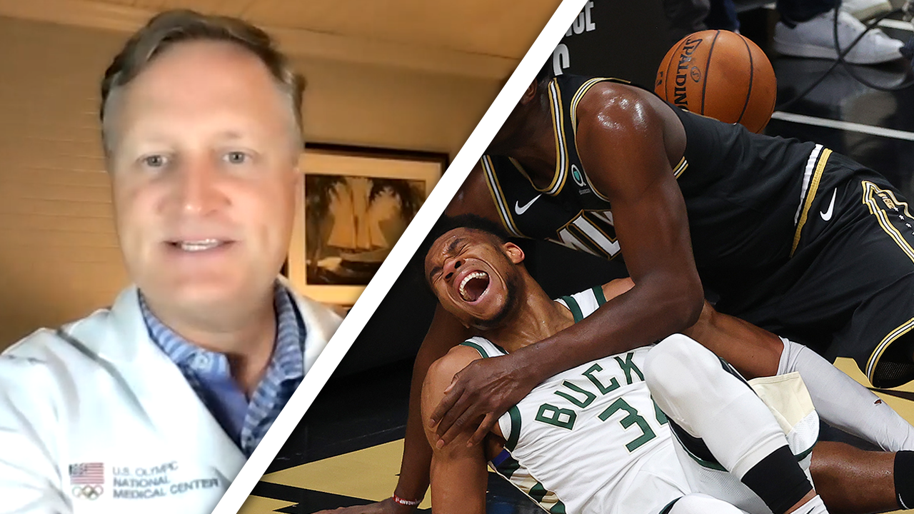 Giannis Antetokounmpo leaves game after hyperextending left knee