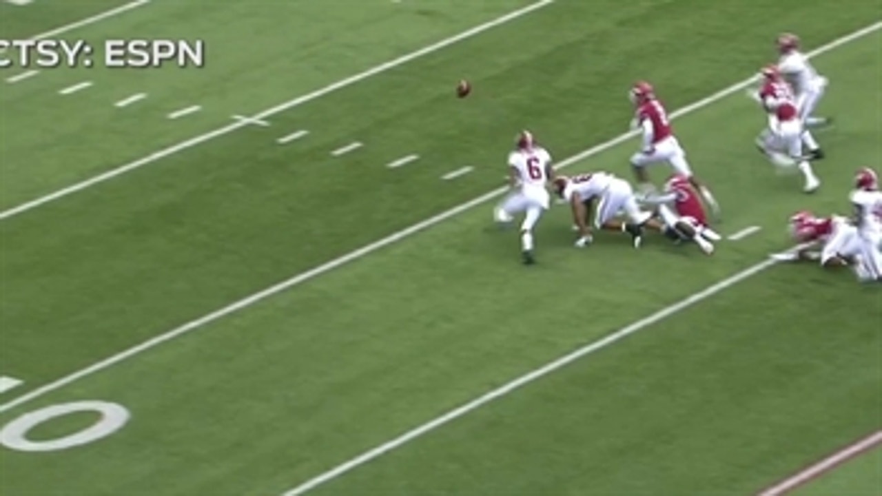 Alabama obliterates Arkansas after scoring the most absurd TD of the day