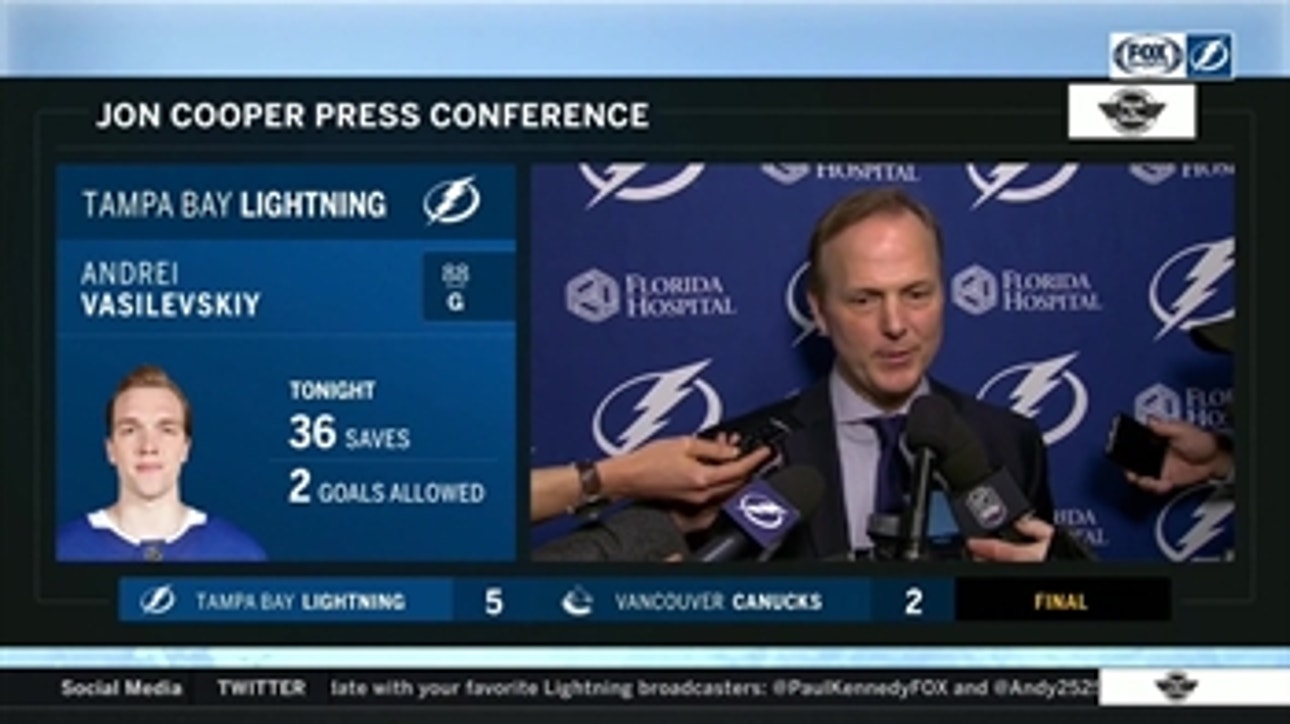 Jon Cooper discusses Lightning's heated 5-2 win over Canucks