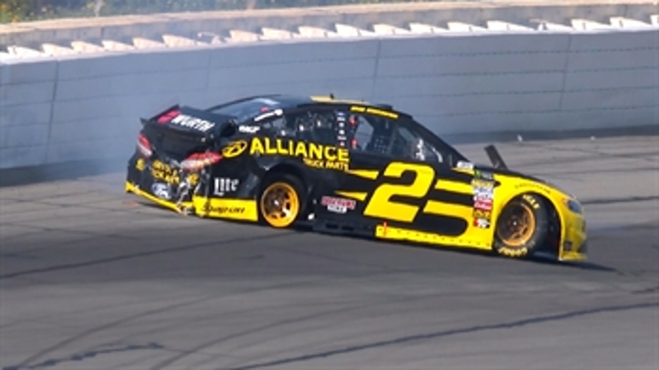 Tire failure causes Brad Keselowski to spin into the wall | 2018 POCONO