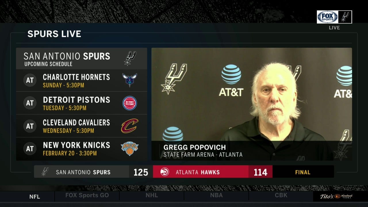 Popovich: 'Going into the fourth quarter with the other team having 72 points is a good accomplishment'