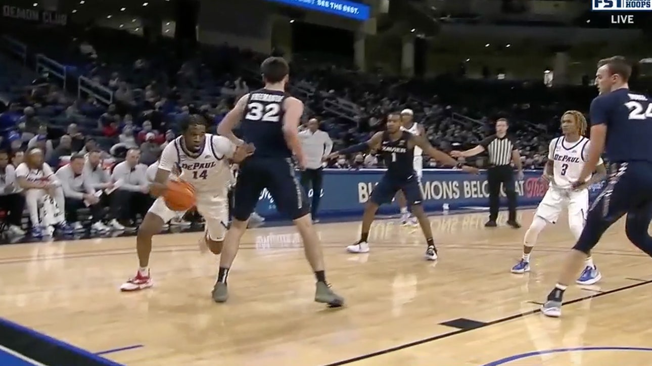 DePaul's Nick Ongenda makes his defender look SILLY with impressive fake pass