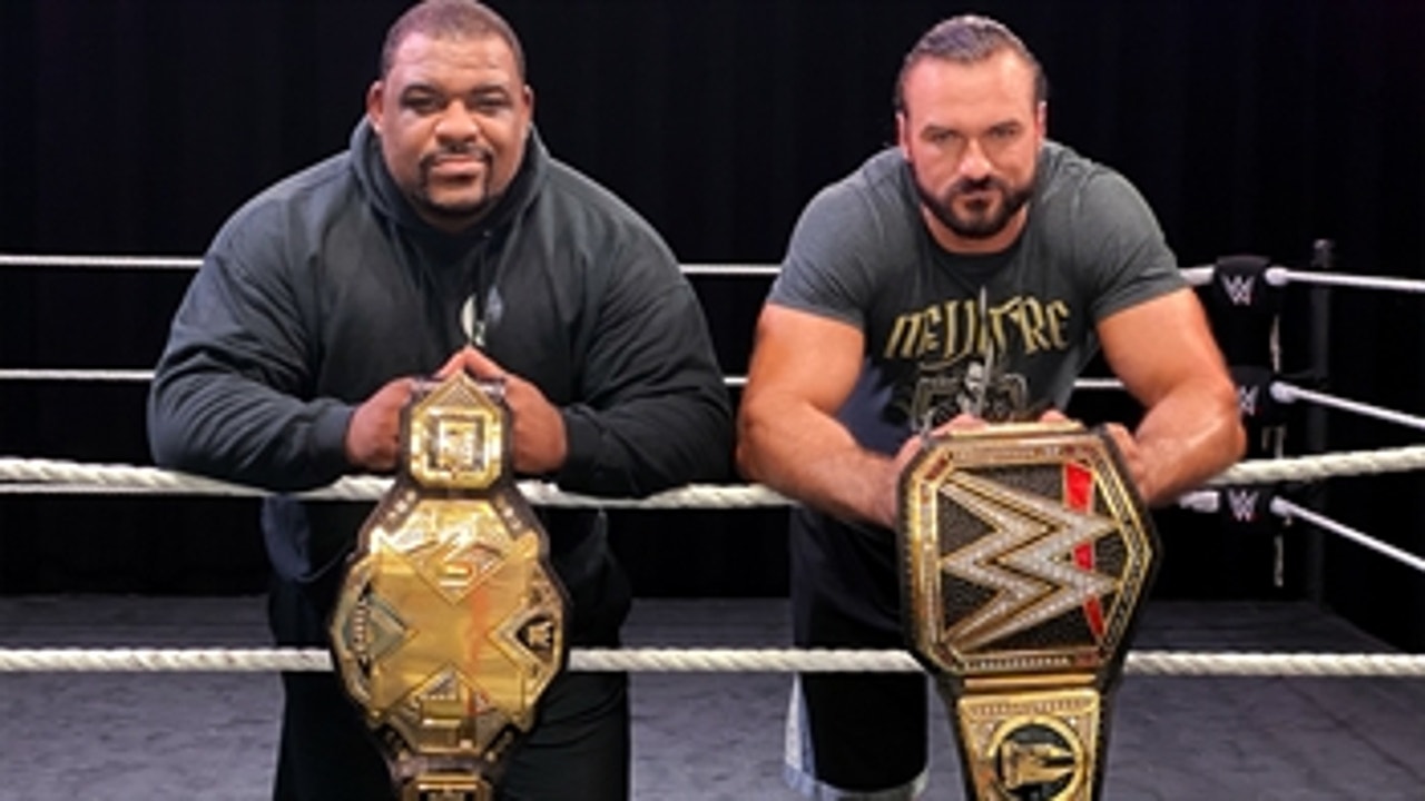 Drew McIntyre and Keith Lee lock up in a champion sparring session