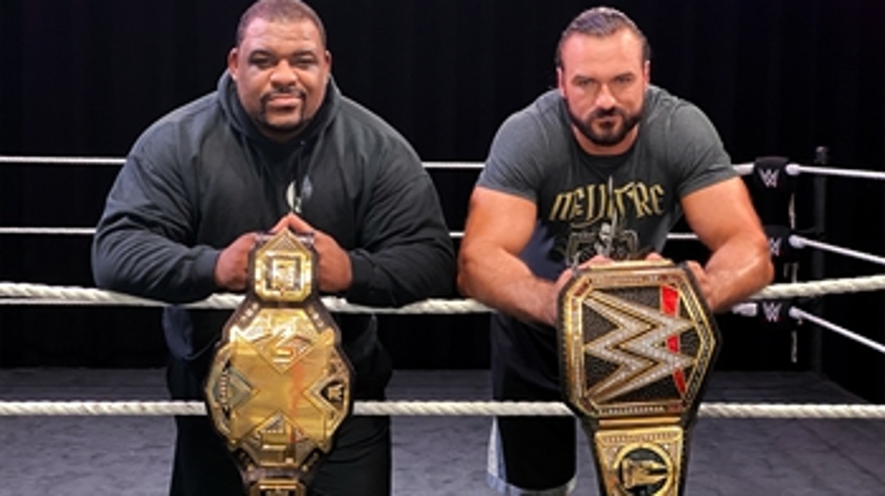 Drew McIntyre and Keith Lee lock up in a champion sparring session