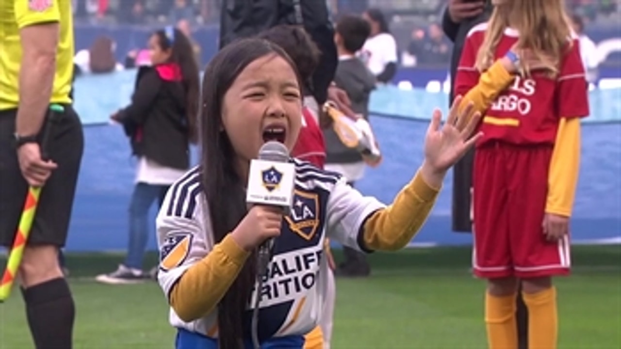 Watch Seven-year-old Malea Emma deliver another amazing rendition of the national anthem before the LA Galaxy's season opener