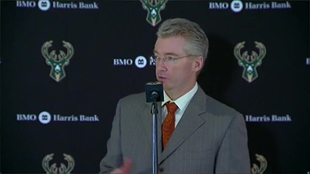 Milwaukee coach Joe Prunty addresses the media following his first game as interim head coach of the Bucks