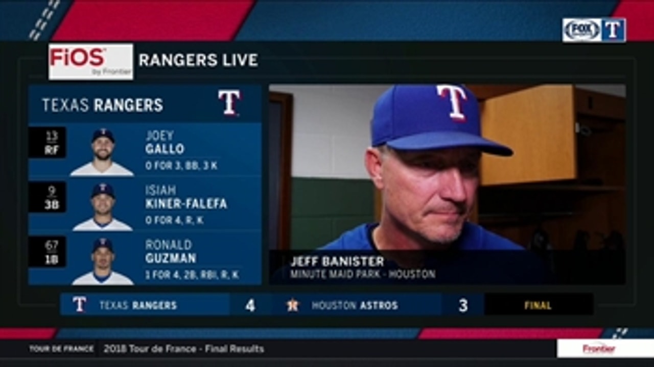 Banister on Rangers Sweep of Astros: 'I was proud of our guys'