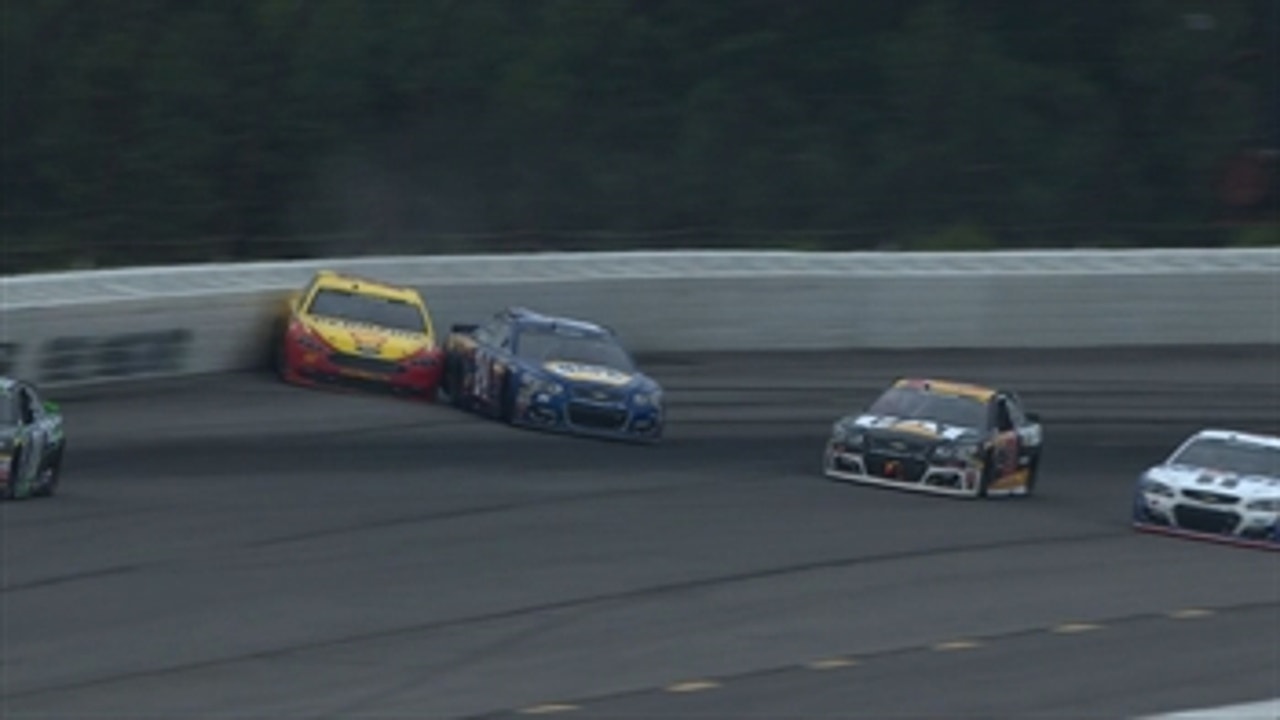CUP: Chase Elliott Puts Joey Logano in Outside Wall - Pocono 2016