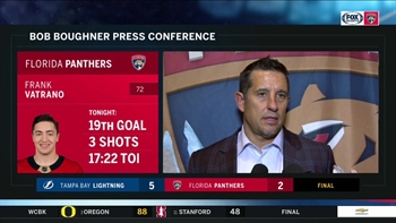 Bob Boughner critical of Panthers' goaltending after loss