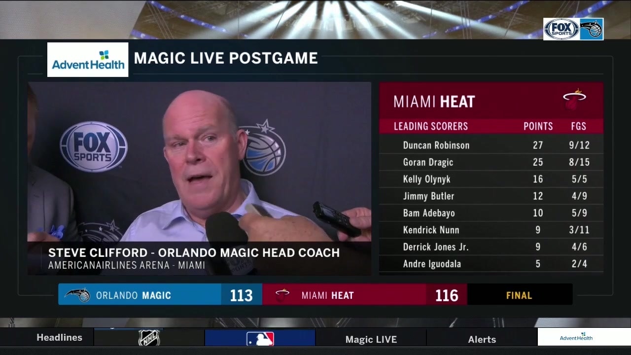 Steve Clifford recaps Magic road loss to Duncan Robinson, Heat