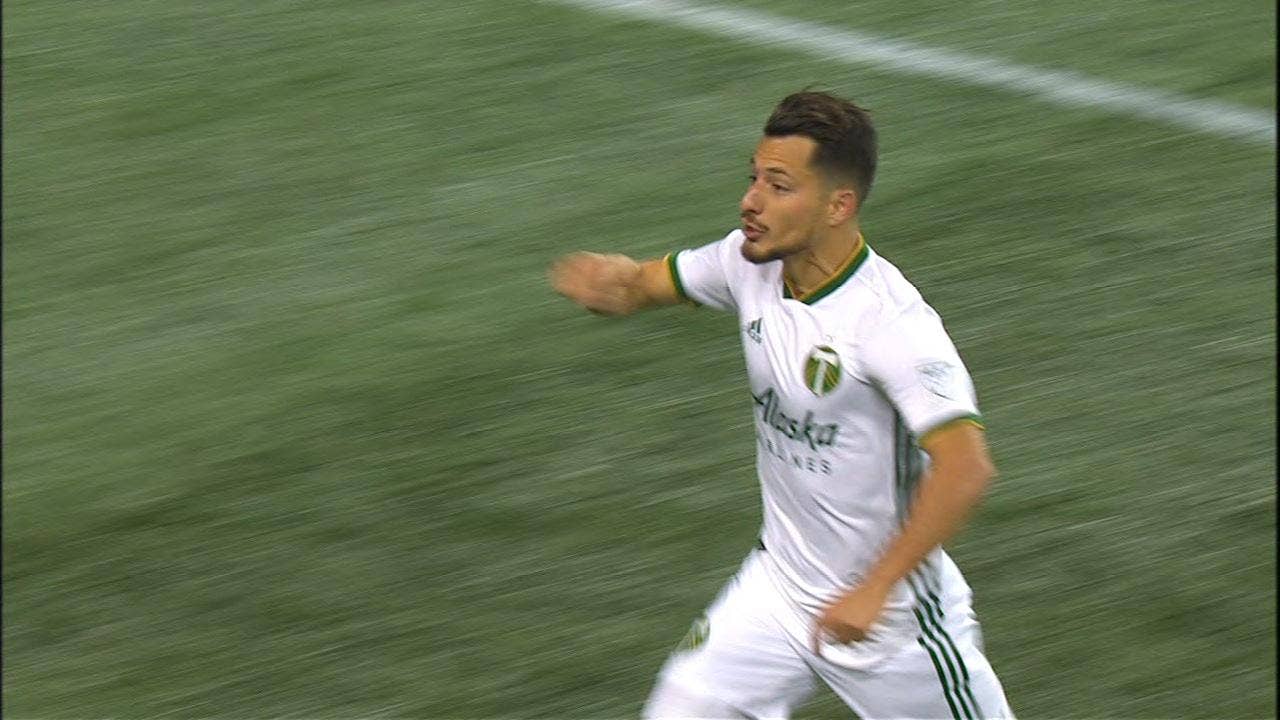 Sebastian Blanco scores and ties it up for the Portland Timbers vs. Seattle Sounders '  Audi 2018 MLS Cup Playoffs