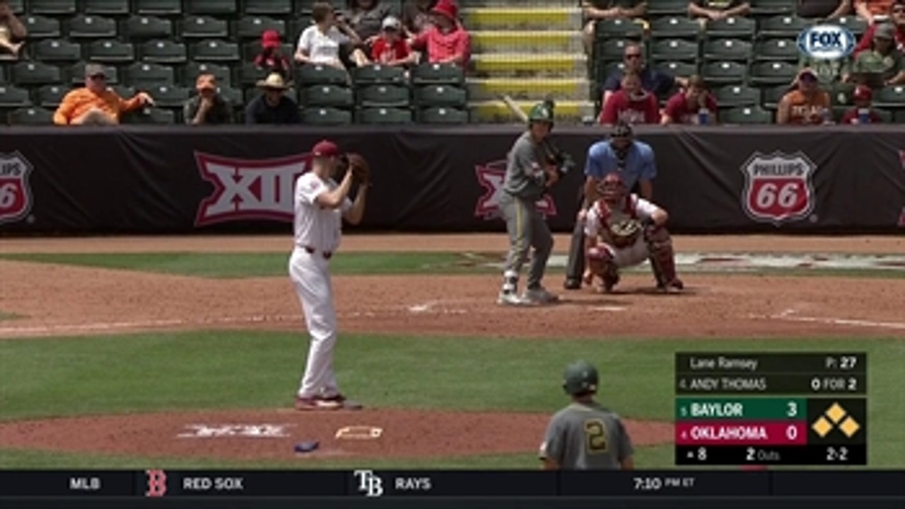 Sooners with great defensive play to get out of bases loaded jam ' Big 12 Baseball Tournament