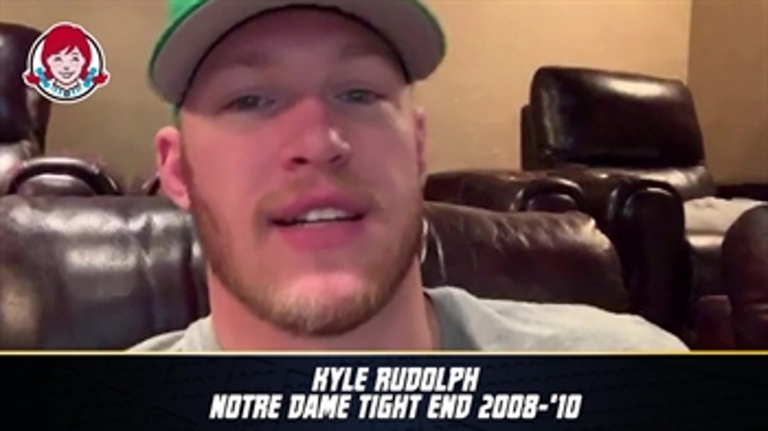 Former Notre Dame tight end Kyle Rudolph is callin for a Fighting Irish upset