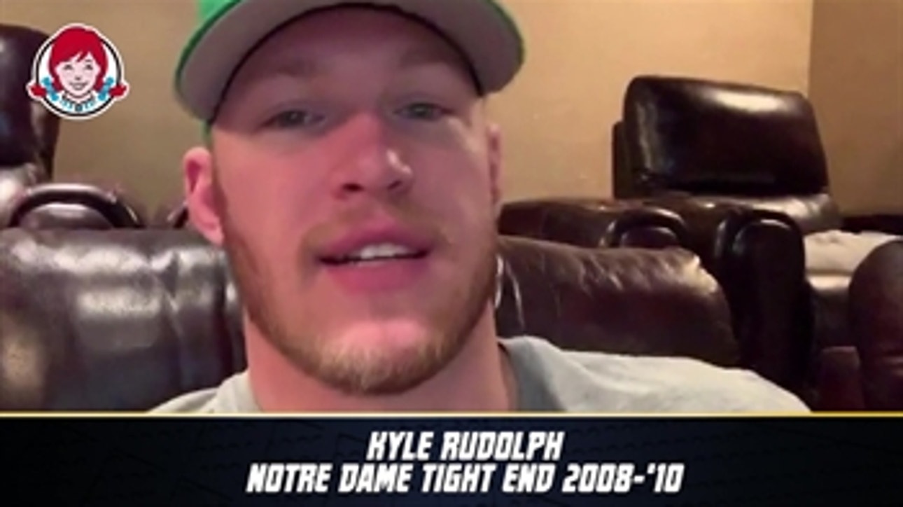 Former Notre Dame tight end Kyle Rudolph is callin for a Fighting Irish upset
