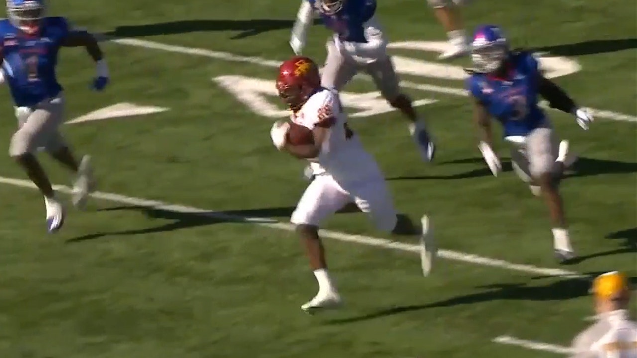 Iowa State's Breece Hall takes it to the house with a 58-yard touchdown, 45-22