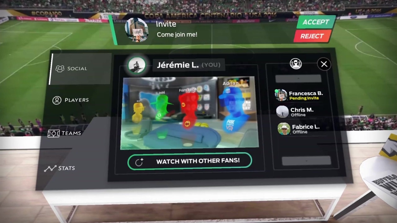 Virtual Reality is now social with the FOX Sports V R mobile app FOX SPORTS