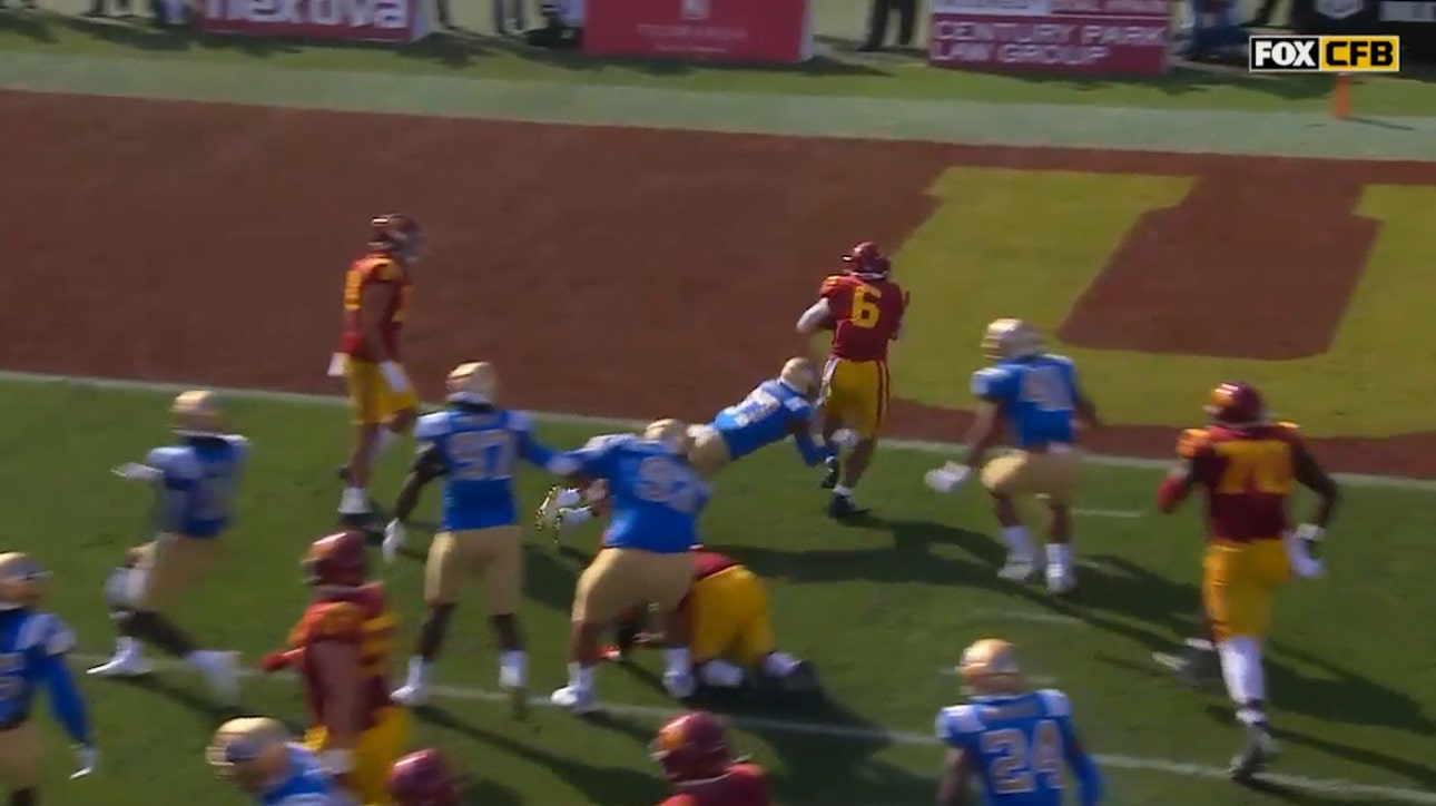 Vavae Malepeai punches it in from seven yards out to give USC a 10-7 lead over UCLA