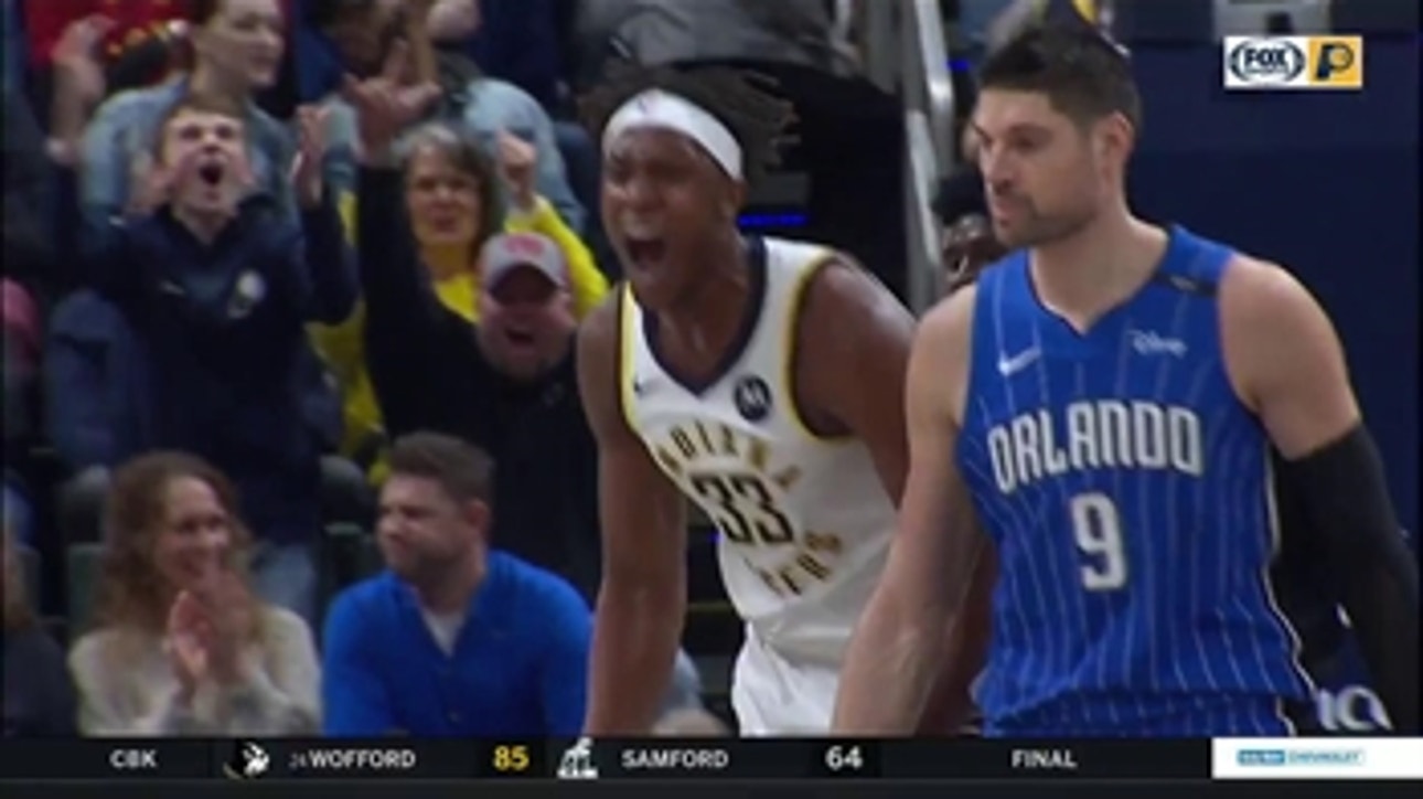 WATCH: Myles Turner throws down a poster dunk against Magic