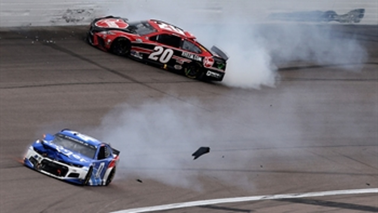 Christopher Bell gets loose and slams into Ricky Stenhouse
