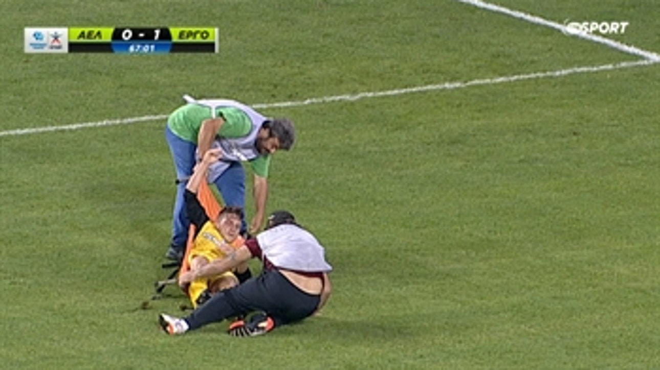 Greek soccer player took a hilarious beating after getting injured