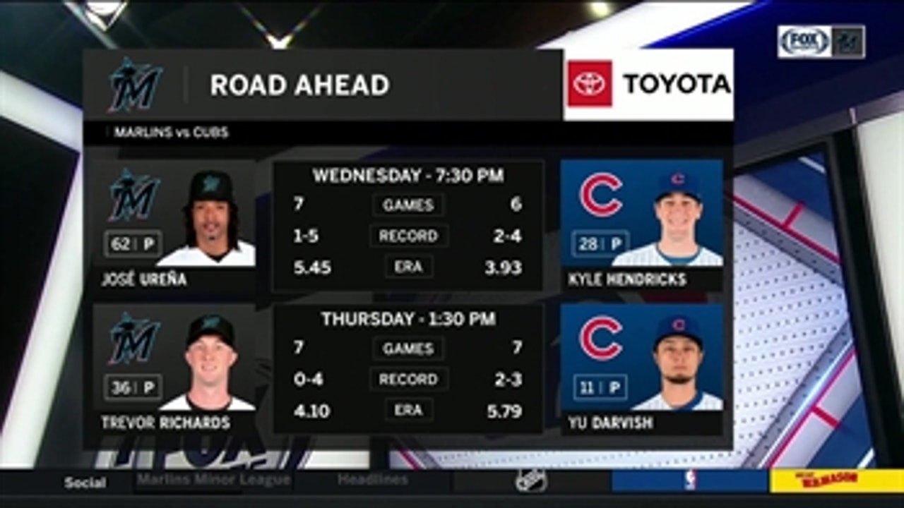 José Ureña looks to help Marlins pull ahead of Cubs in Game 3 of 4-game set