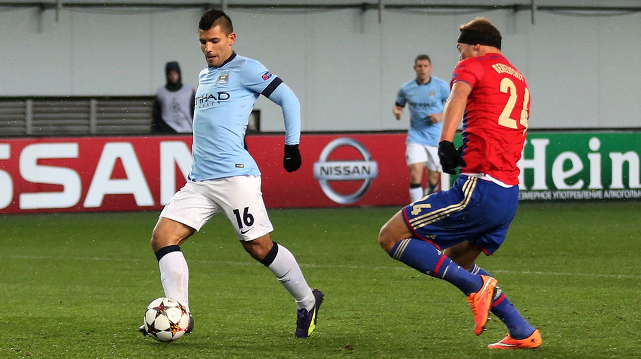 Aguero gives Man City 1-0 lead in Moscow