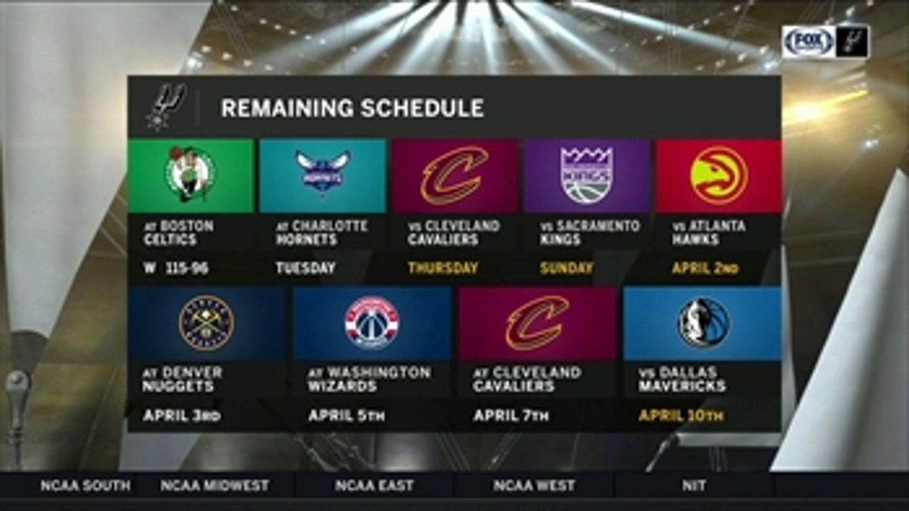 Remaining Games for the Spurs in the Regular Season ' Spurs Live