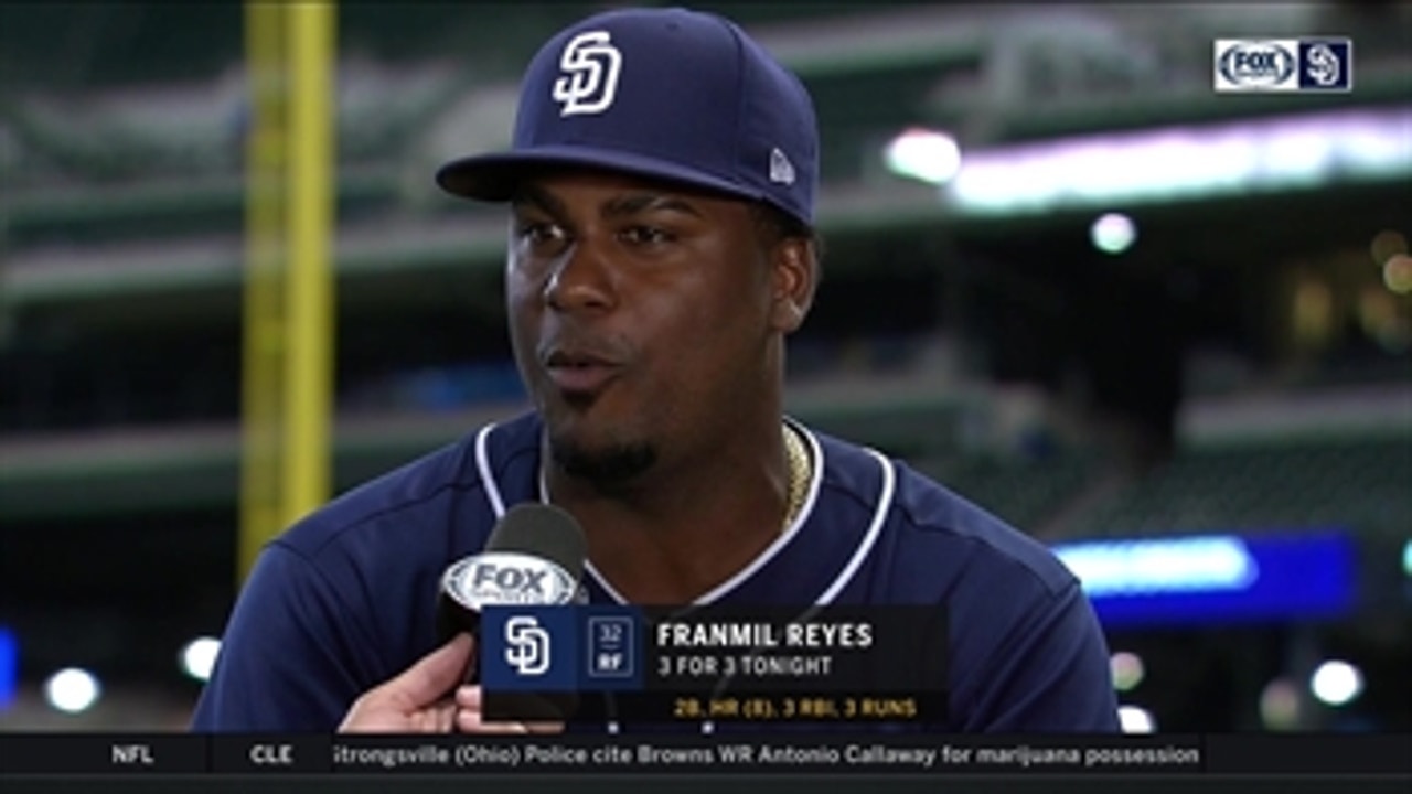 Franmil Reyes goes 3 for 3 tonight in tonight's victory