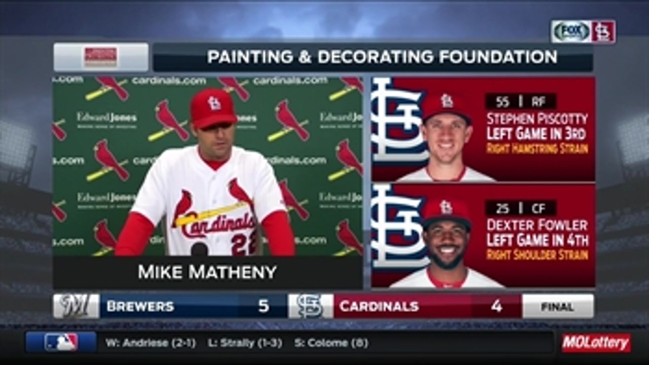 Matheny says field wasn't a factor in outfielder injuries