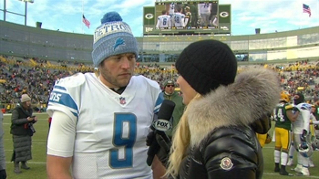 'We just executed': Matt Stafford talks to Sarah Kustok after the Lions' Week 18 blowout win