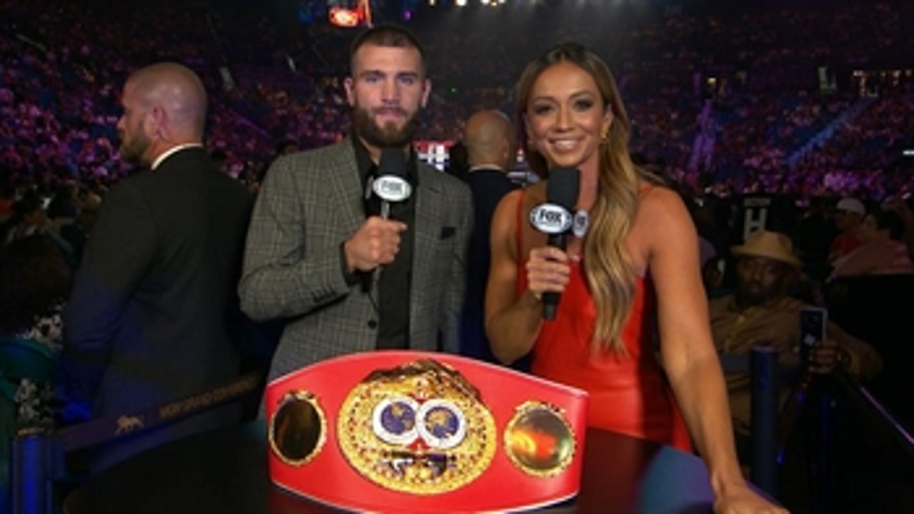 Caleb Plant talks with Kate Abdo after his 3rd round TKO of Mike Lee